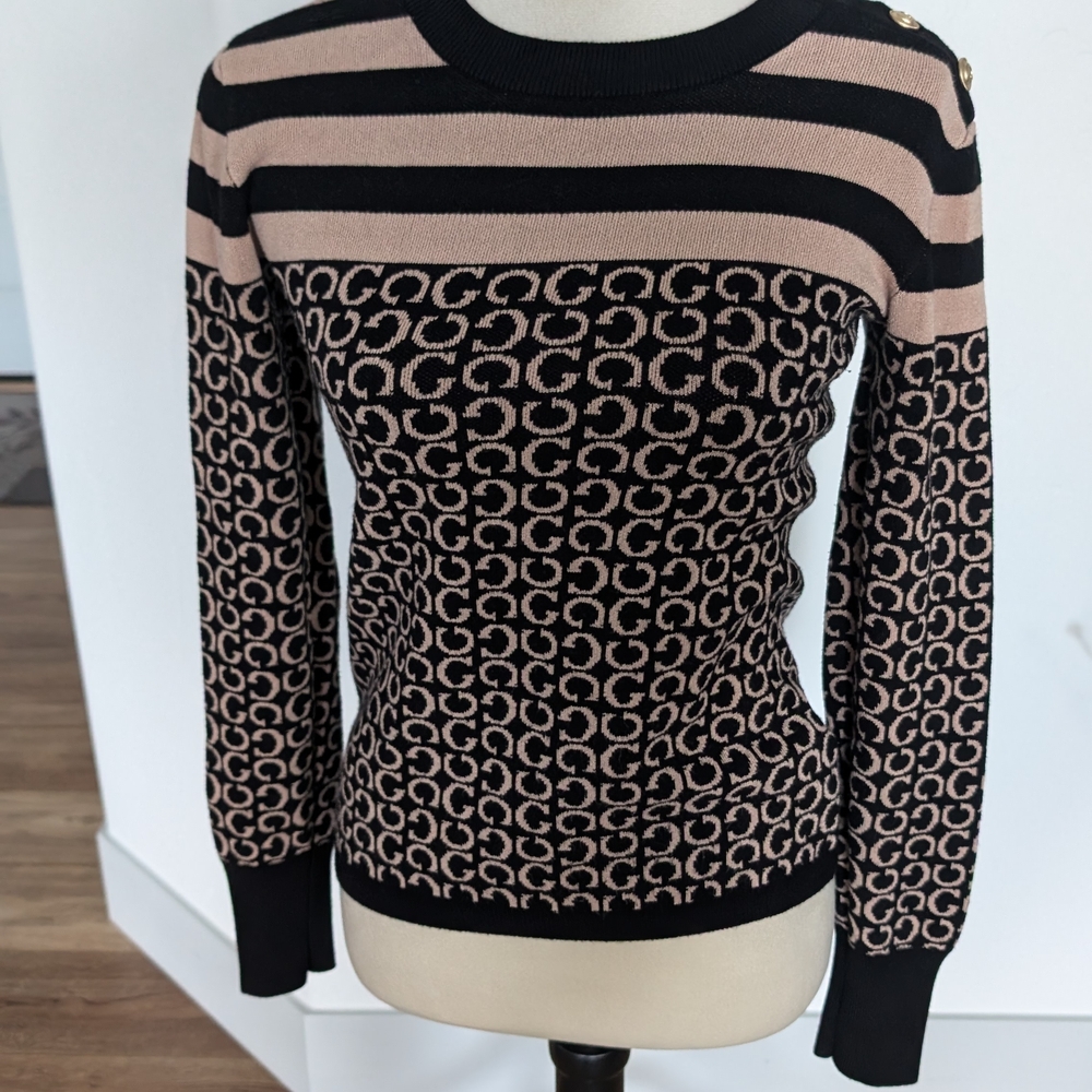Black and Tan Geometric Cardigan Sweater
